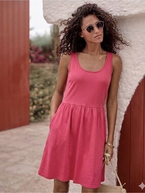 Garnet Hill Veranda Pink Knit Dress Sleeveless M Sundress Soft Girl